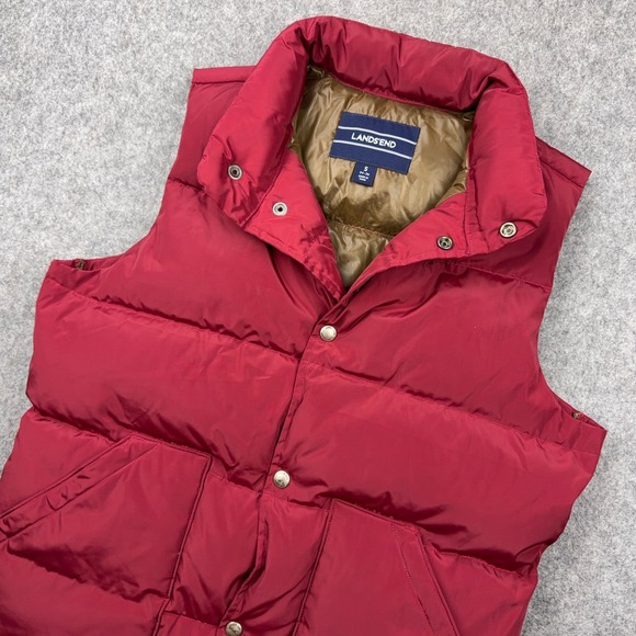 Lands' End Jackets & Blazers - Lands End Vest Womens Small Red Down Insulated Puffer Snap Front Outdoor Gorp